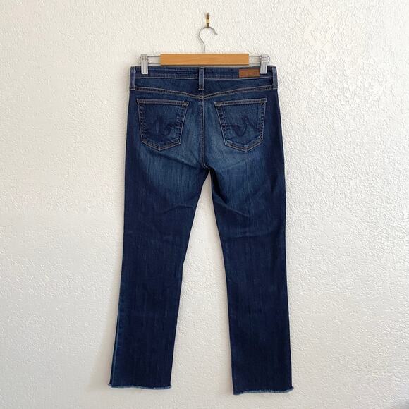 AG Adriano Goldschmied The Ballad Slim‎ Bootcut Jeans Dark Wash Raw Hem Size 28R - Picture 3 of 8